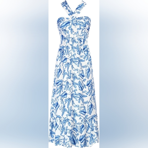 Grace Karin Blue Floral Halter Maxi Dress NWT Coastal Summer Size M Resortwear - Picture 4 of 9